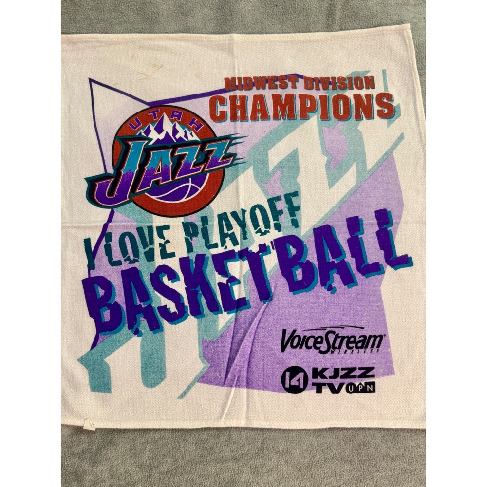 Vintage Utah‎ Jazz Midwest Division Champions Rally Towel NBA Playoff Basketball